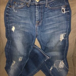 7 for all mankind slim cigarette distressed women’s jeans- size 27